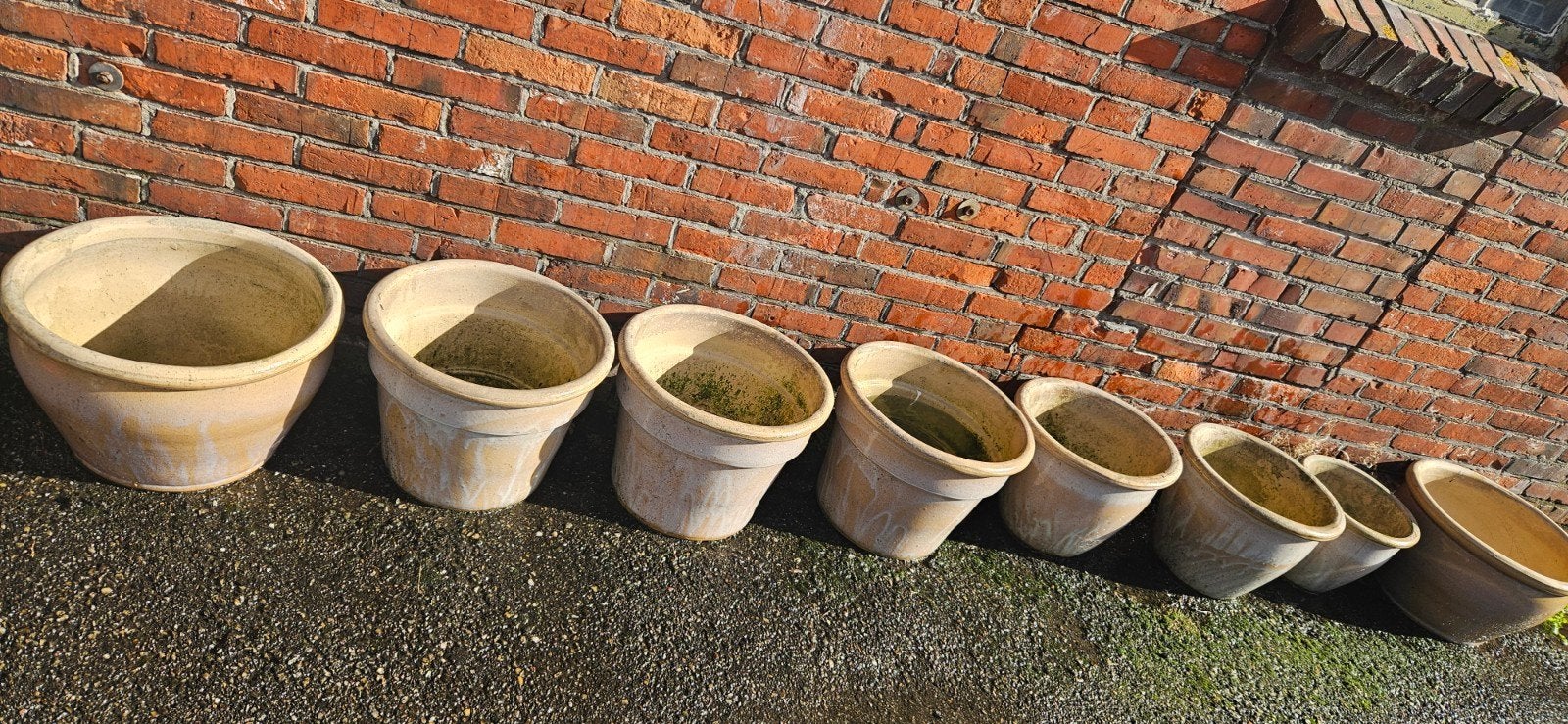 8 stuks grote terracotta geglazuurde bloempotten, Tuin en Terras, Rond, Minder dan 40 cm, Aardewerk, Ophalen