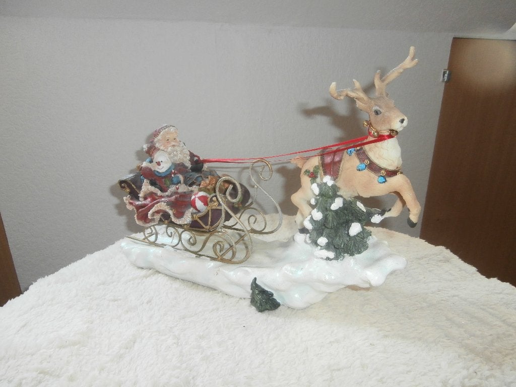 Kerstman met Arrenslee en Rendier, Ophalen of Verzenden