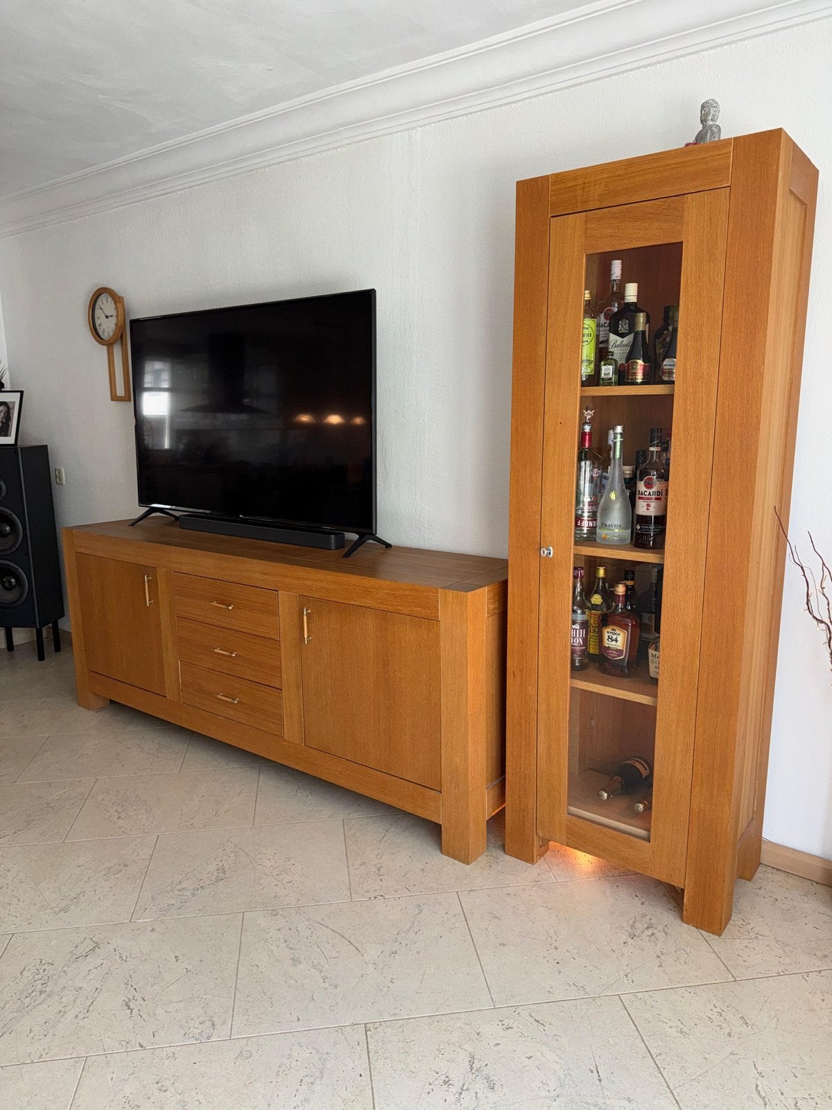 Houten Dressoir en Vitrinekast Set, Ophalen, Overige materialen, Gebruikt, Hout