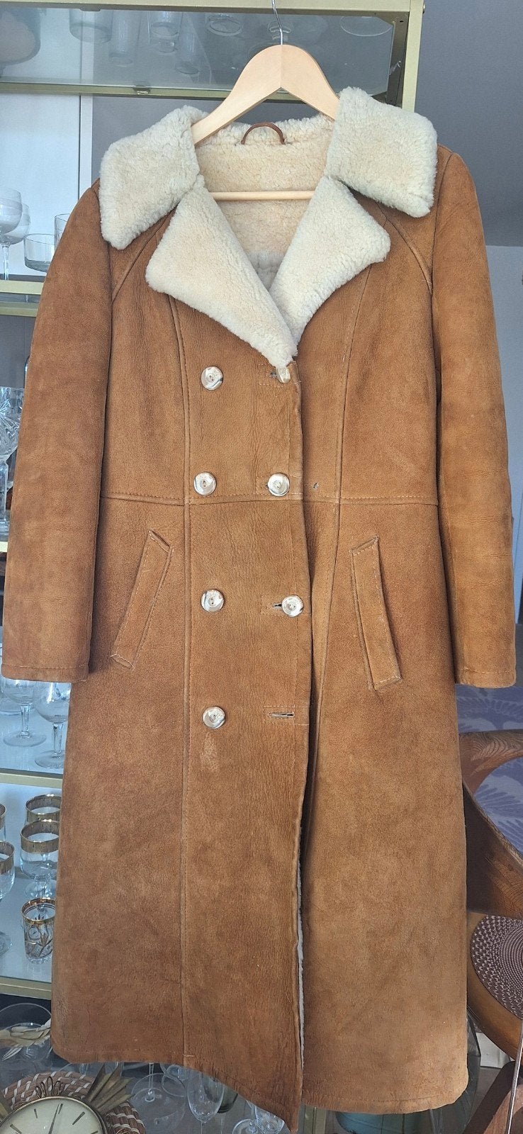 Vintage lammy coat, schapenvacht jas - Maat M, Kleding | Dames, Bruin, Onbekend, Gedragen, Ophalen