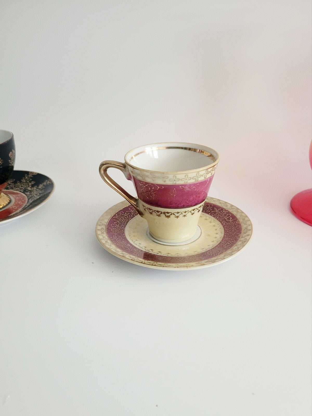 oud vintage kop en schotel brocante servies, Ophalen of Verzenden