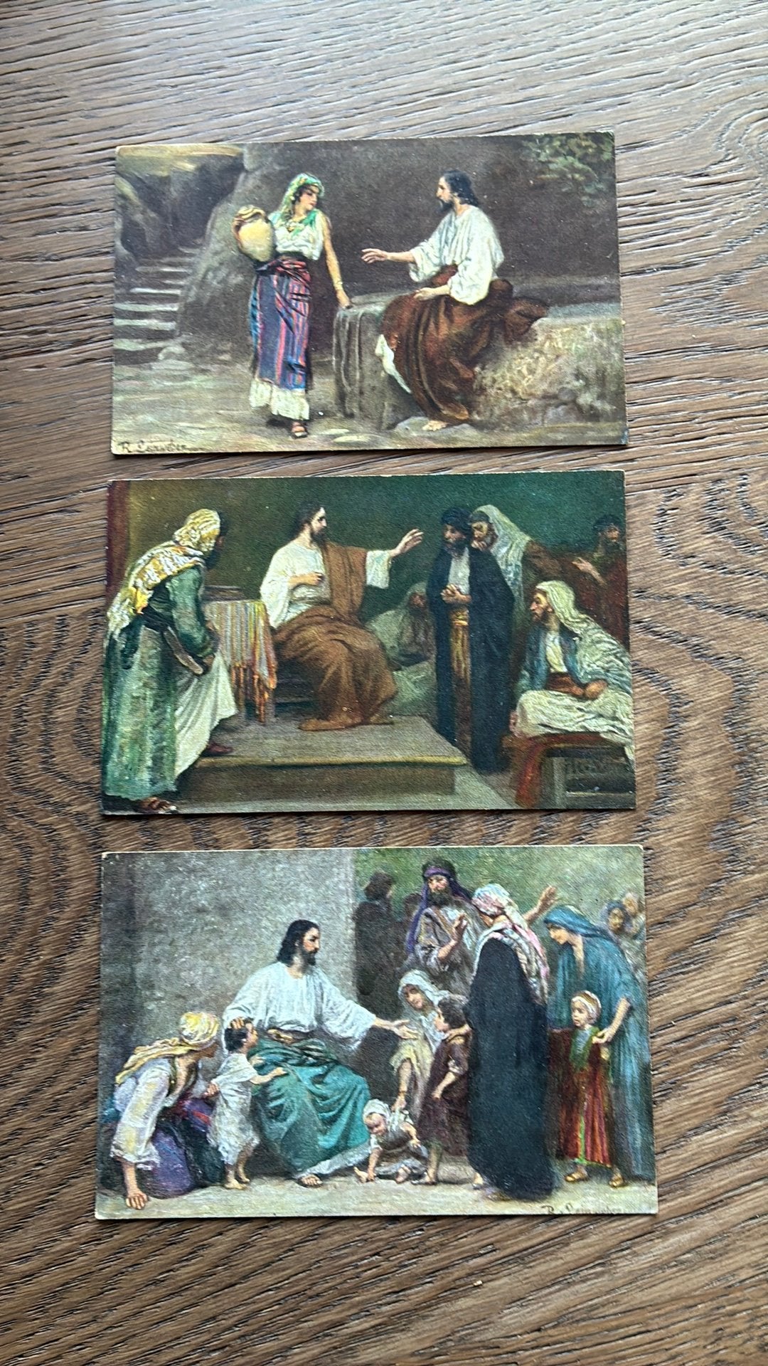 Religieus. 3 kaarten Nieuwe Testament.zie foto 5, Ophalen of Verzenden, Voor 1920, Ongelopen