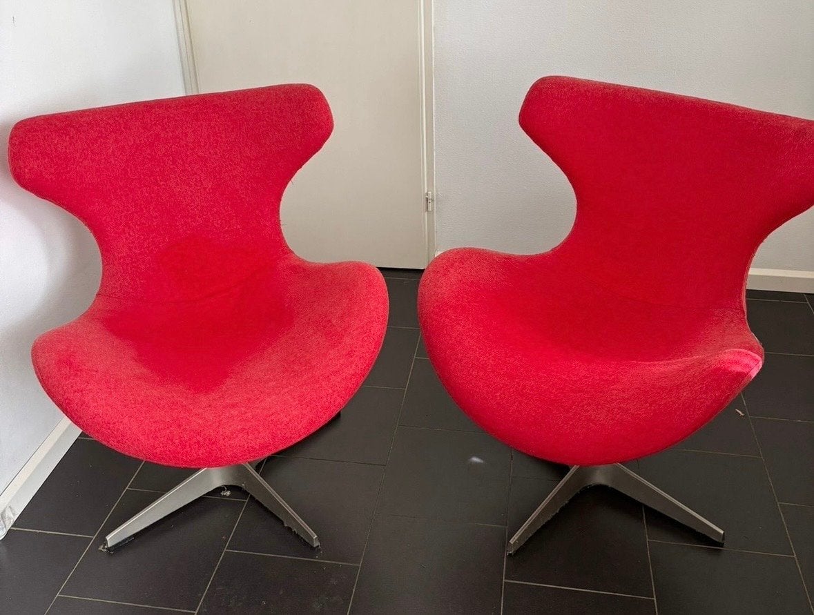 2x Woood Papillon fauteuils, draaistoelen, Huis en Inrichting, Fauteuils, Ophalen, Gebruikt, 75 tot 100 cm, Stof