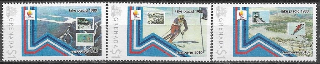 GRENADA serie Olympische Winterspelen Lake placid 1980 -2010, Postzegels en Munten, Verzenden, Postfris, Noord-Amerika