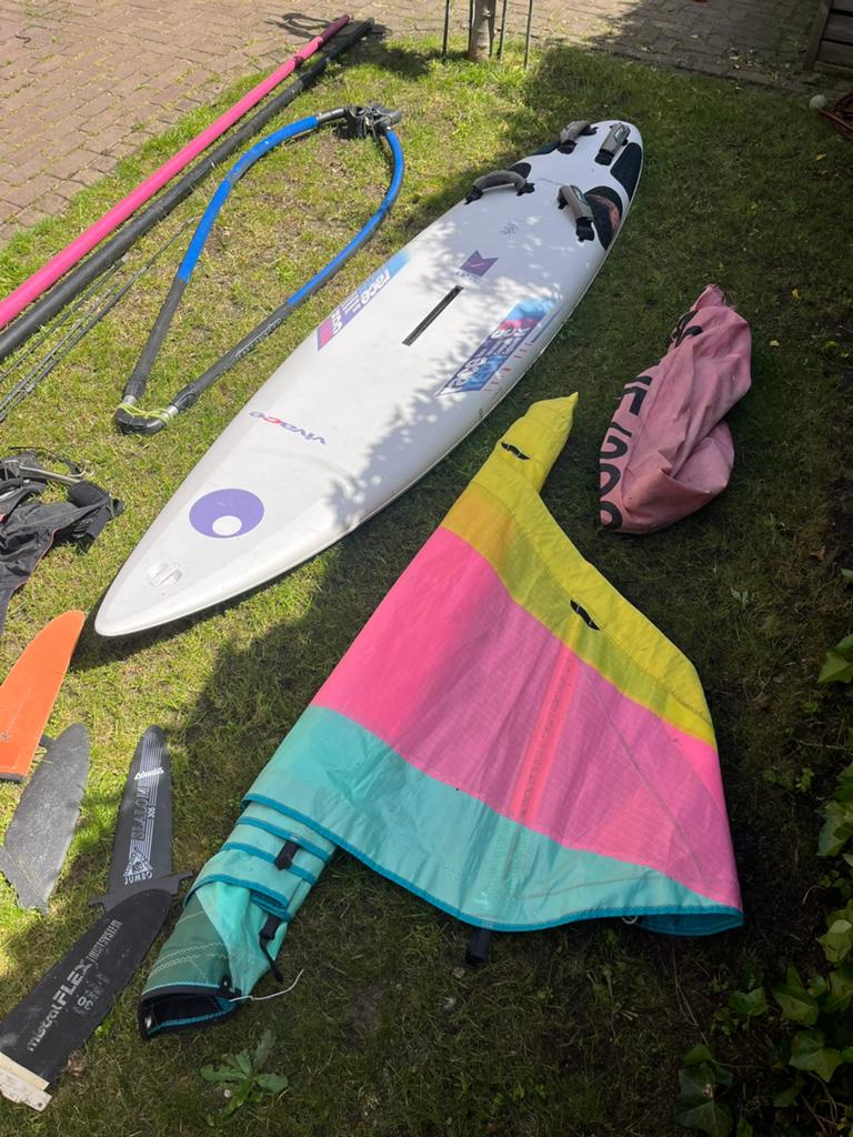 Retro race Windsurf set, Watersport en Boten, Windsurfen, Gebruikt, Complete set, Minder dan 250 cm, Ophalen of Verzenden