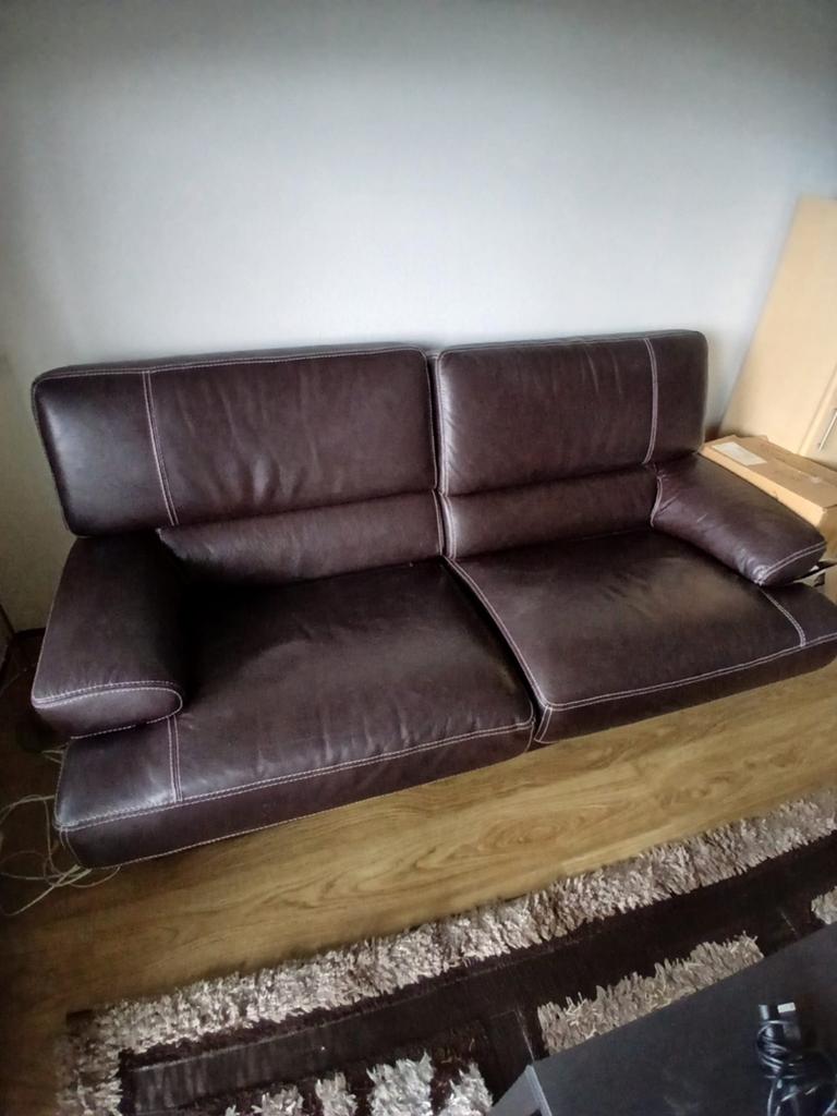Comfortabel leren bankstel - 2-zits, Huis en Inrichting, Banken | Bankstellen, Ophalen, Gebruikt, 150 tot 200 cm, Tweepersoons