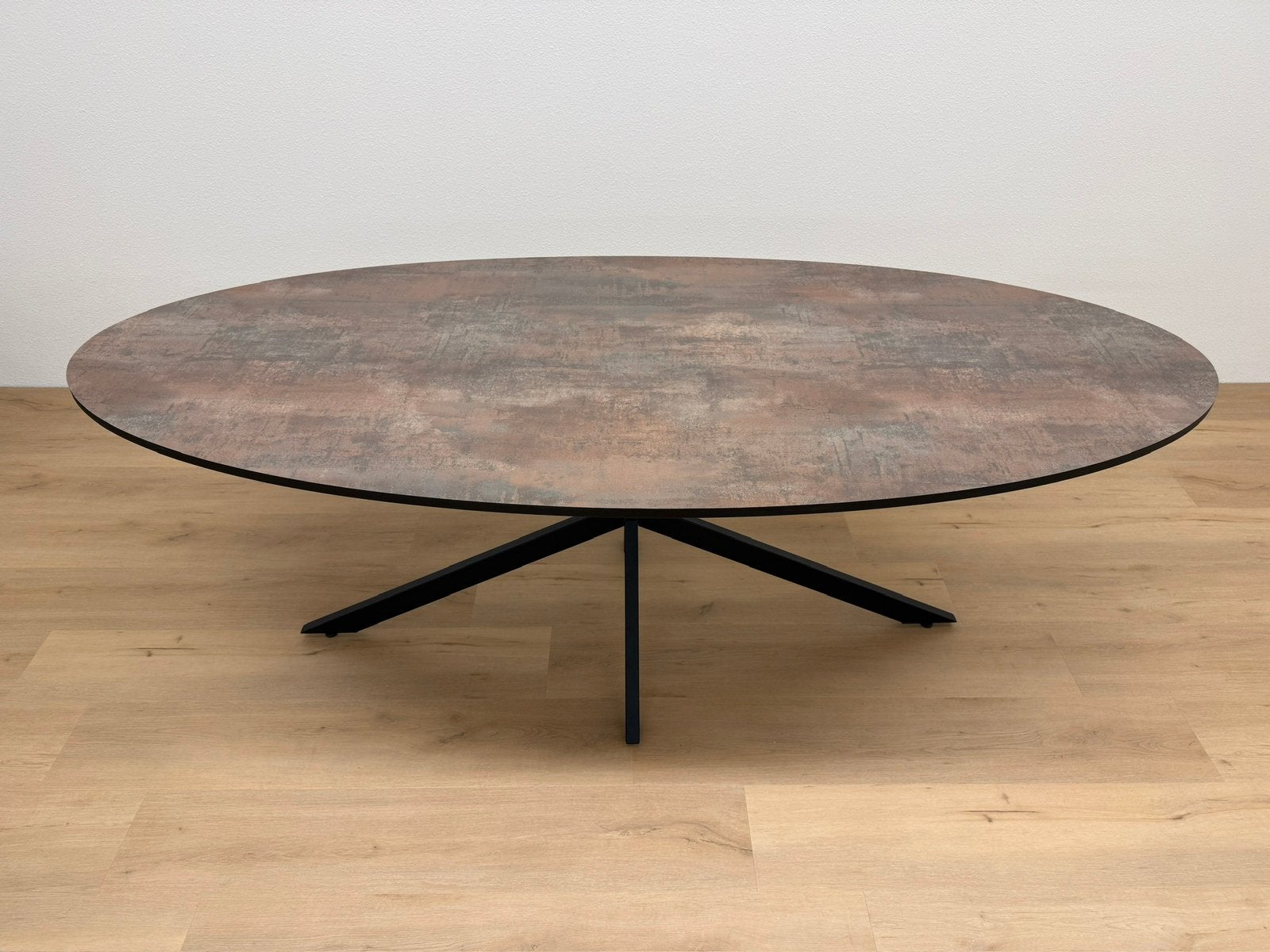 Ovale eettafel 220x100 - Roest HPL - Direct Leverbaar, Huis en Inrichting, 100 tot 150 cm, 200 cm of meer, Ophalen of Verzenden