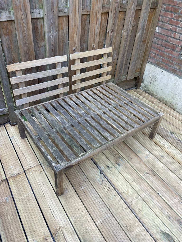 Pallet bank met kussens - 120 x 80 cm, Ophalen, Gebruikt, Hout