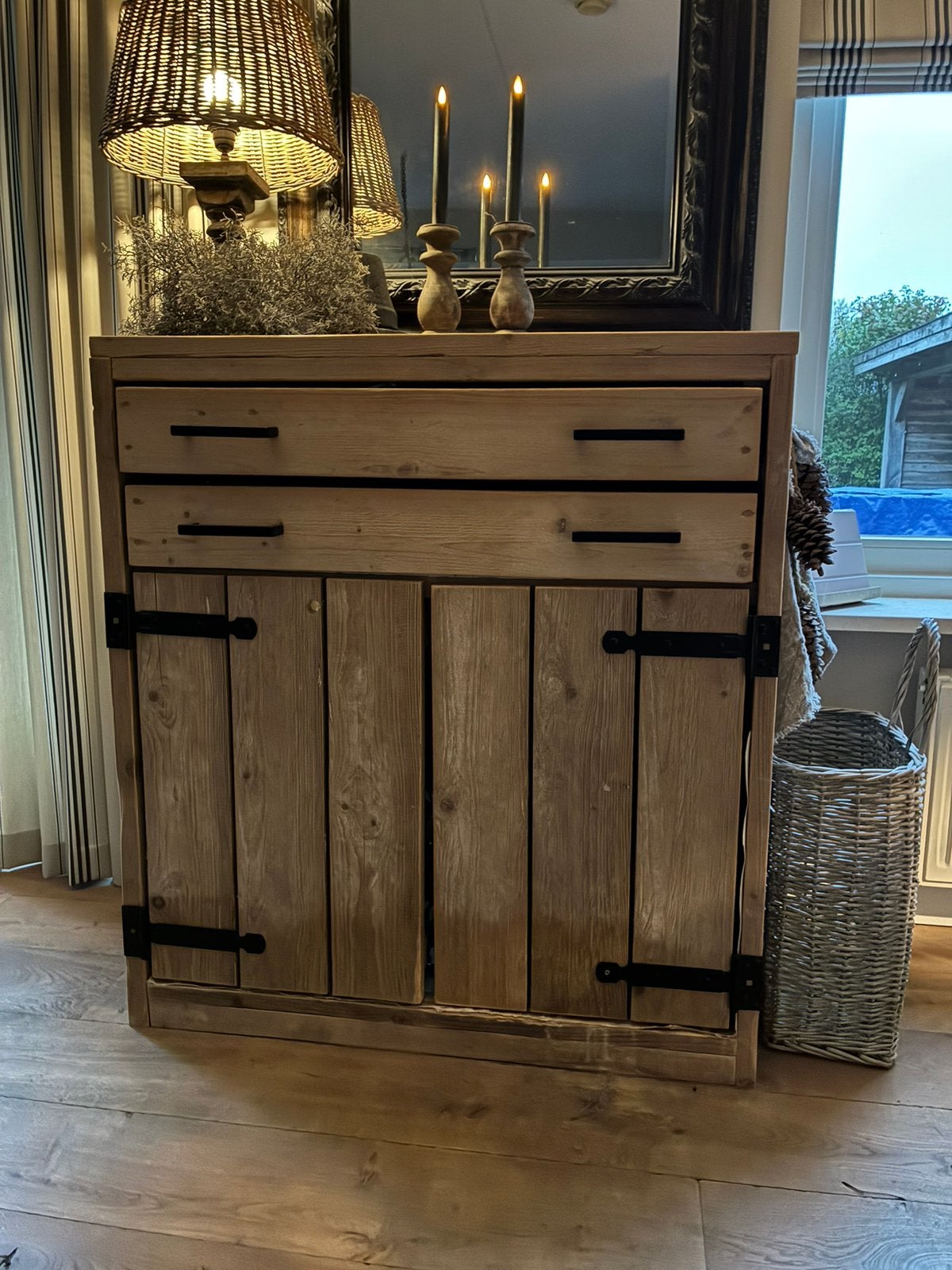 Robuuste stoere sobere steigerhouten kast, Ophalen, Zo goed als nieuw, 25 tot 50 cm, 50 tot 100 cm