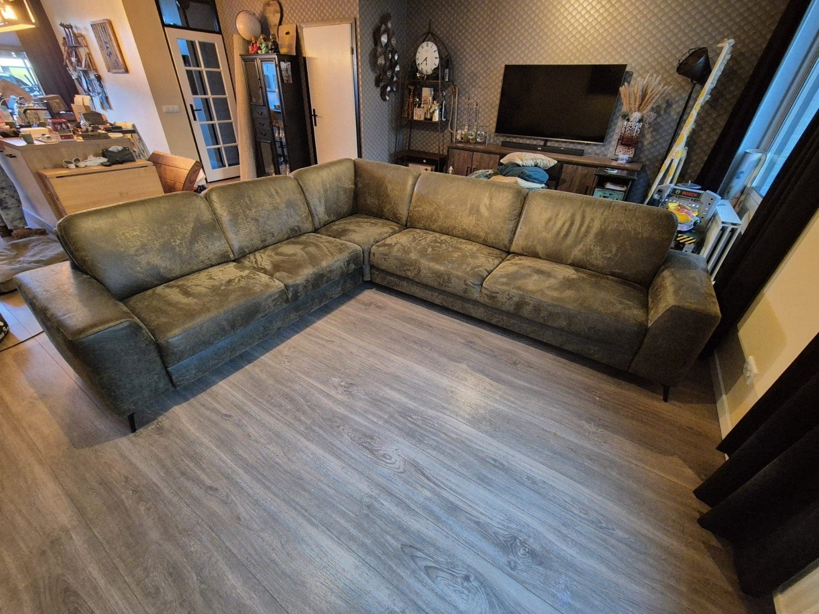 Hoekbank, 250 tot 300 cm, Ophalen of Verzenden, Zo goed als nieuw, 150 cm of meer