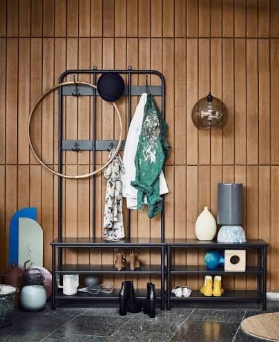 IKEA Pinnig kapstok met 1 schoenenrek (zwart), Huis en Inrichting, Woonaccessoires | Kapstokken, Gebruikt, Metaal, 150 tot 200 cm