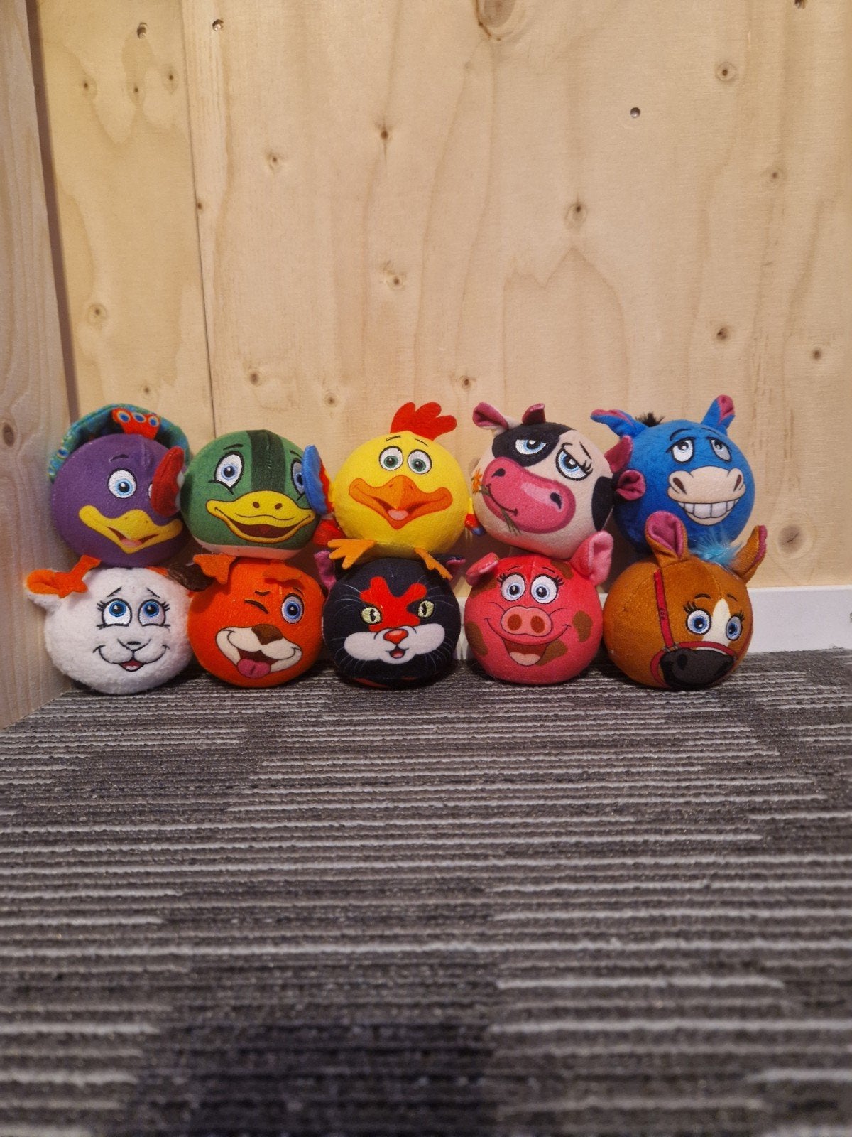 Complete set van 10 Lidl knuffels, Overige karakters, Overige typen, Zo goed als nieuw, Meerkleurig