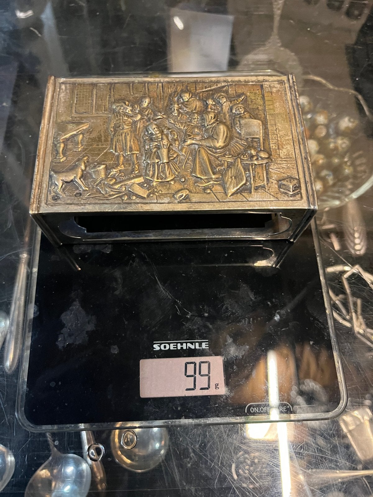 Zware Zilveren Luciferhouder met Reliëfdecoratie, Ophalen of Verzenden, Zilver