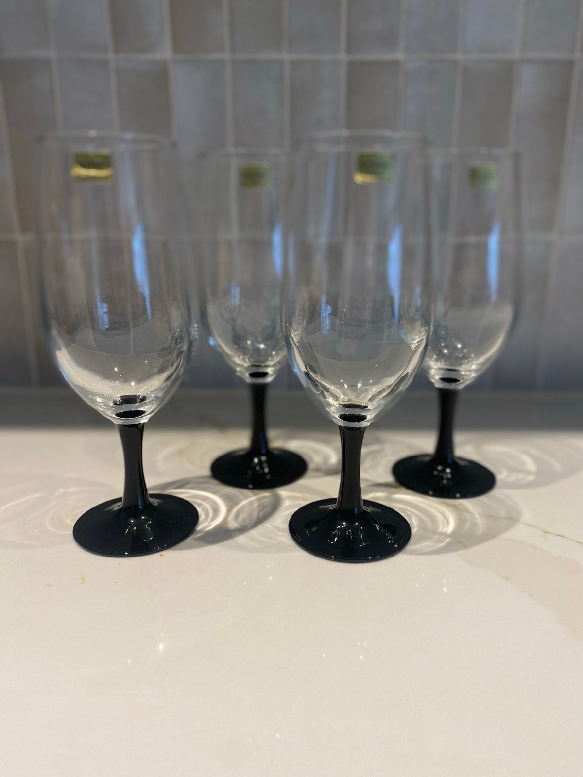 Set van 4 vintage Luminarc 'Domino' wijnglazen, Ophalen of Verzenden