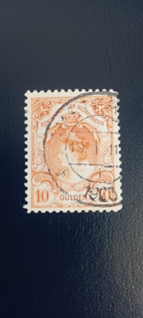 NVPH 80 met certificaat, 10 Gulden uit 1905, Postzegels en Munten, Verzenden, T/m 1940, Gestempeld
