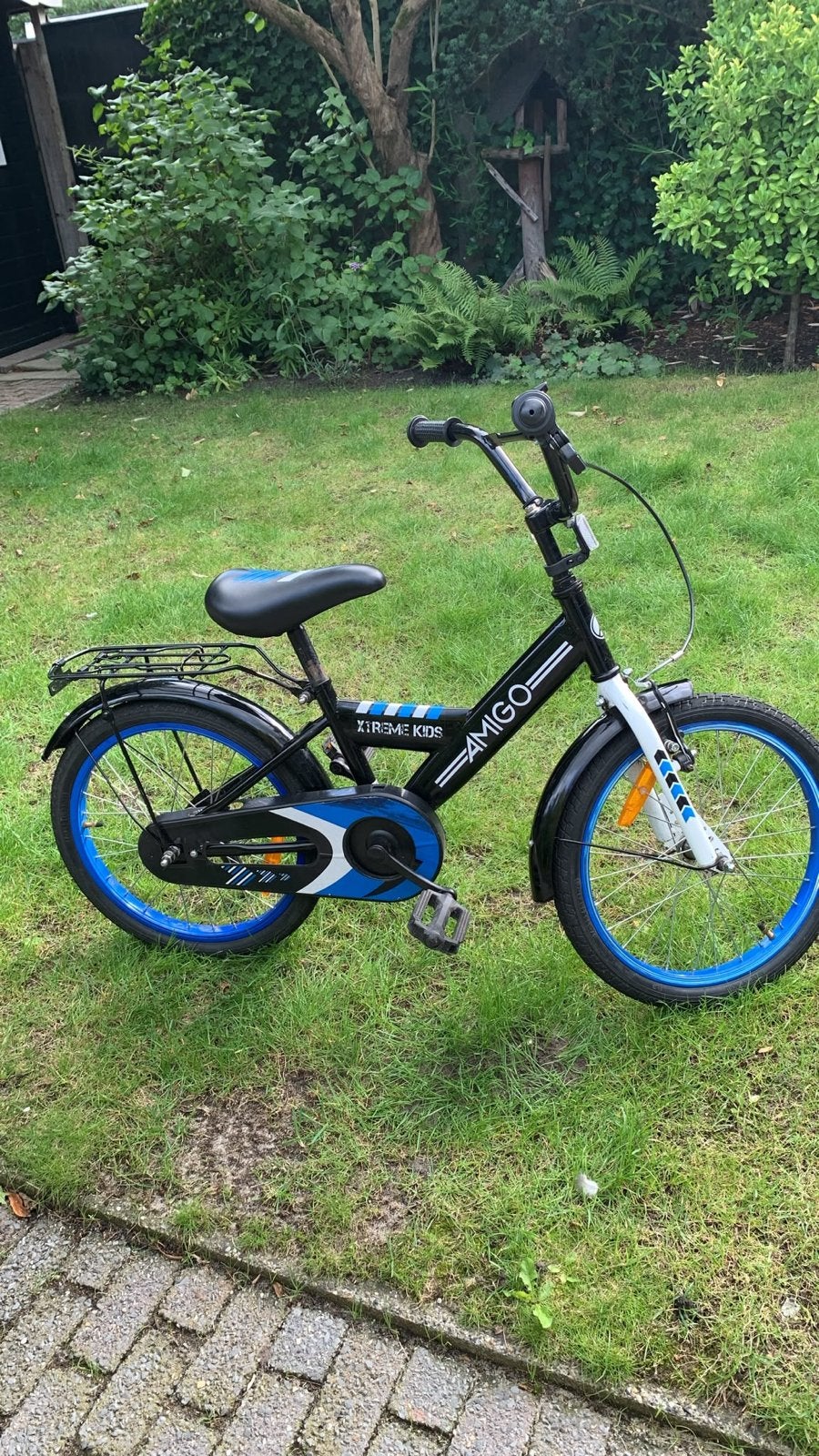 Amigo Xtreme Kids Kinderfiets 18 inch - Zwart/Blauw, Ophalen of Verzenden, Gebruikt, Terugtraprem, 16 tot 20 inch