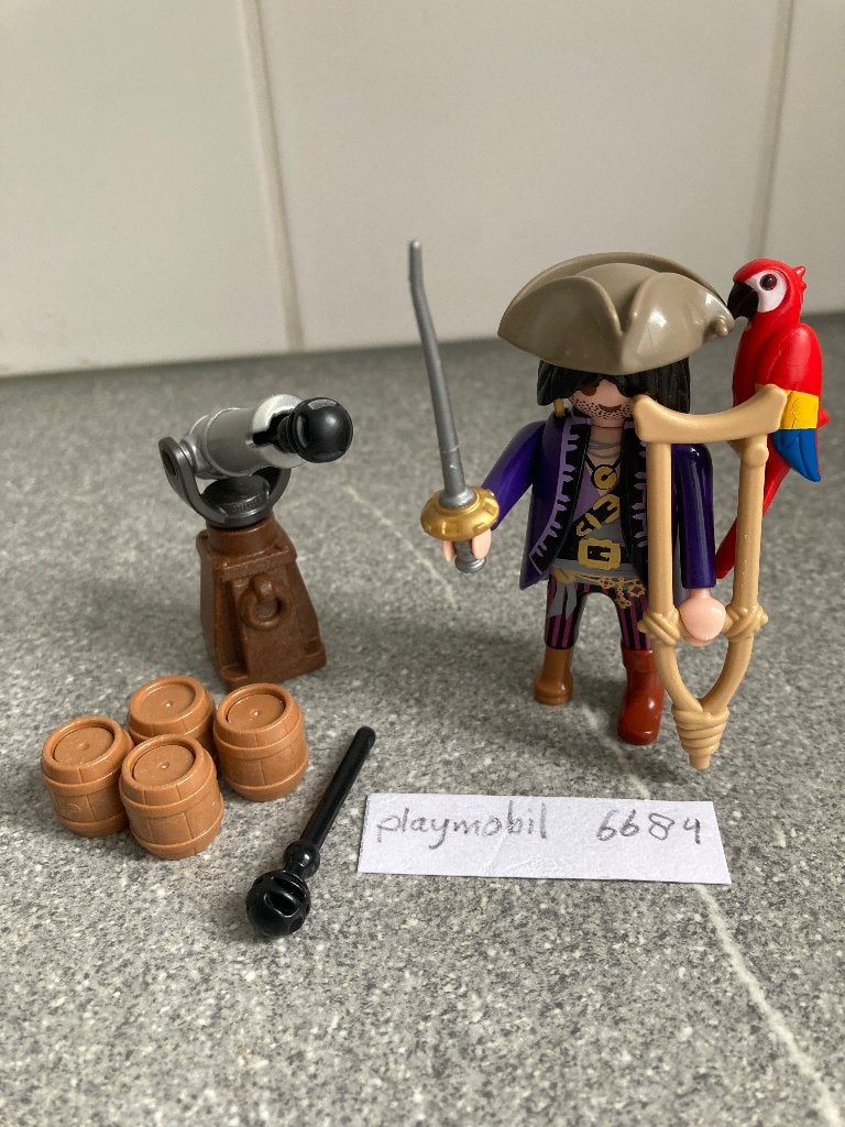 Playmobil 6684 Piraten kapitein Eenoog, met kanon,papegaai, Pirates, Complete set, Ophalen of Verzenden, Zo goed als nieuw