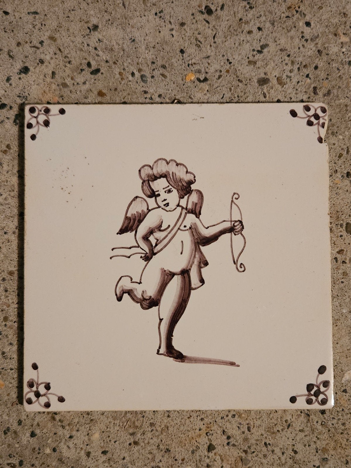 Antieke Delfts Blauwe Tegel met Cupido, Antiek en Kunst, Ophalen of Verzenden