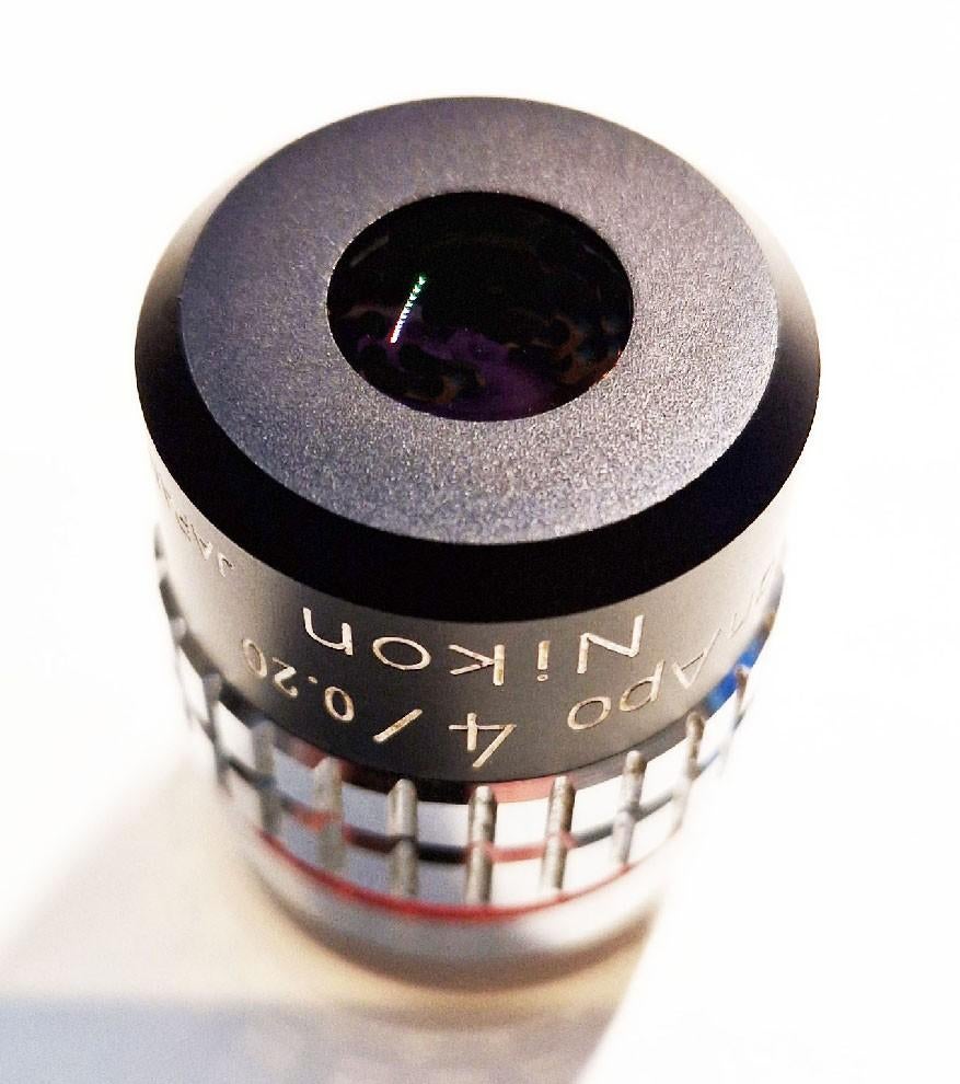 Prachtige Nikon 4x microscoop lens, Ophalen of Verzenden, Zo goed als nieuw, Minder dan 400x, Stereomicroscoop