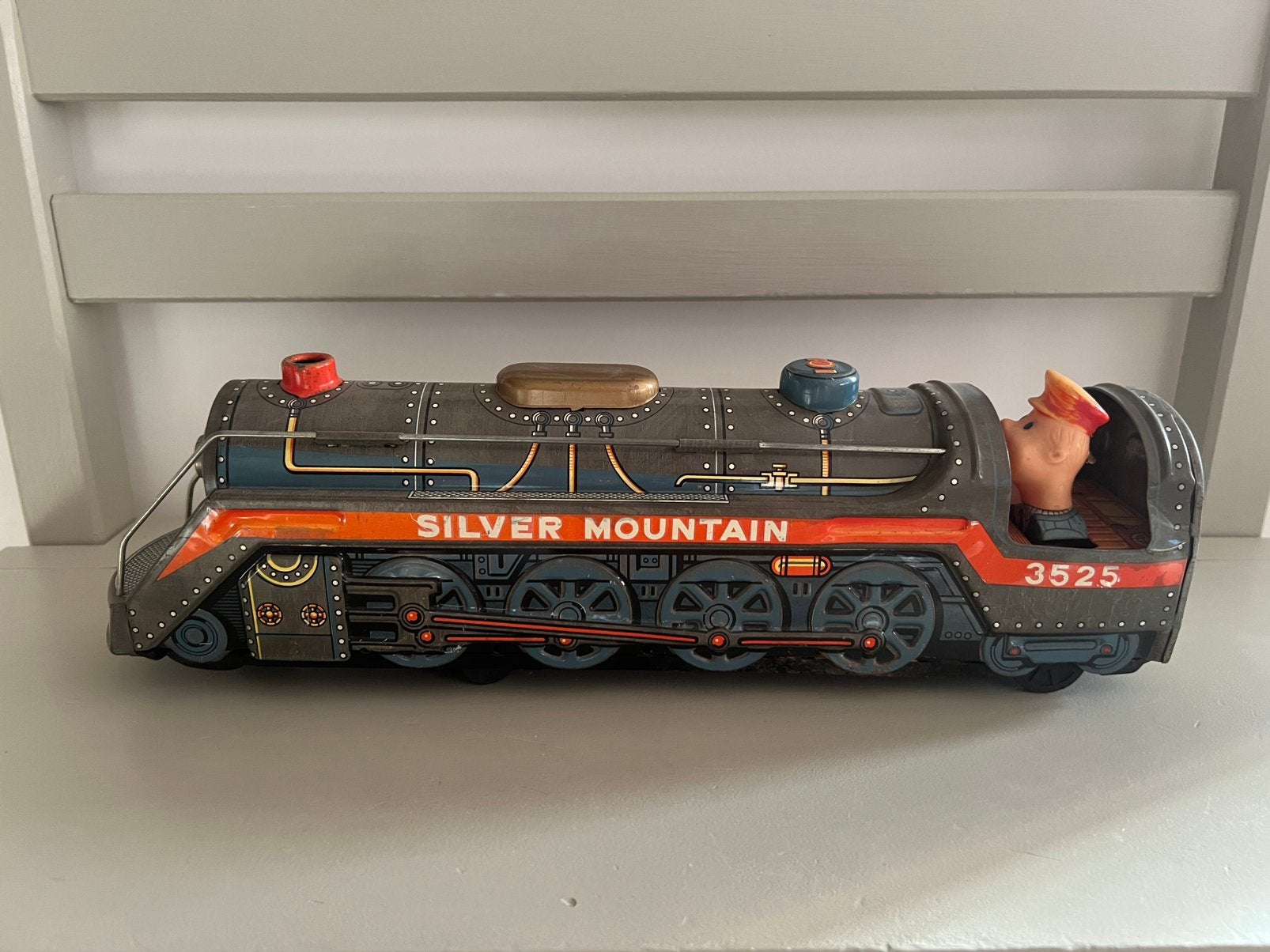 Vintage blikken trein Silver Mountain 3525, Overige merken, Gelijkstroom, Ophalen of Verzenden, Gebruikt