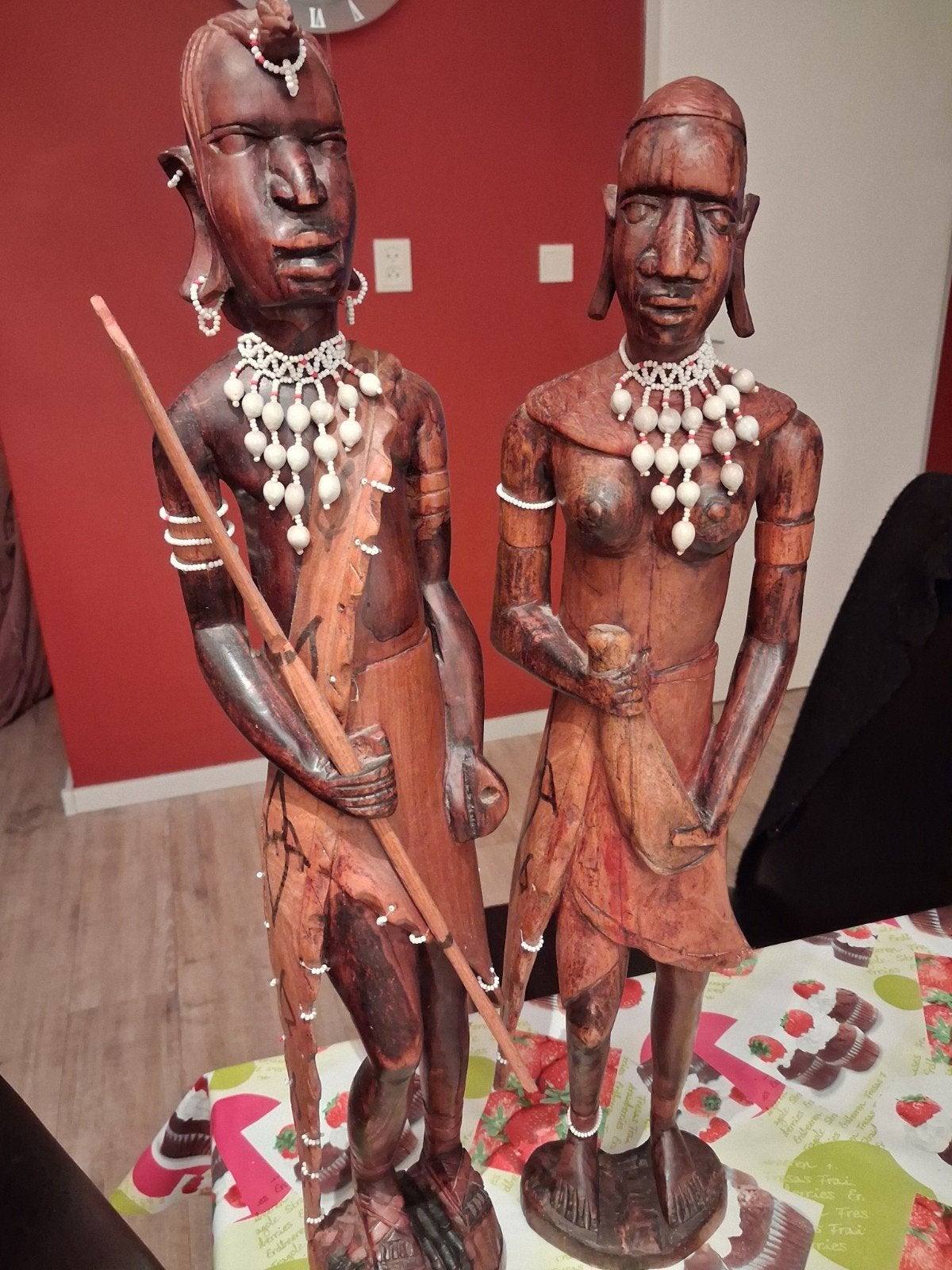 Afrikaanse houten beelden - Man en vrouw, Antiek en Kunst, Hout, Gesneden, Bruin, Afrika