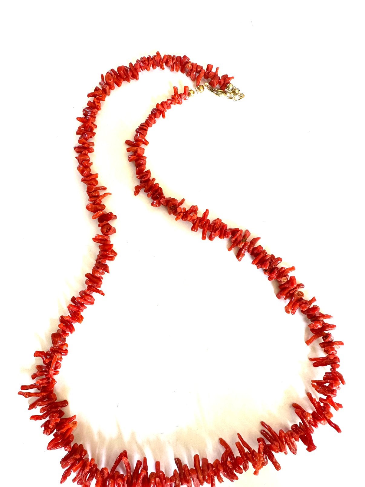 Antieke staafjes bloedkoraal ketting, Verzenden, Overige materialen, Ketting, Met edelsteen