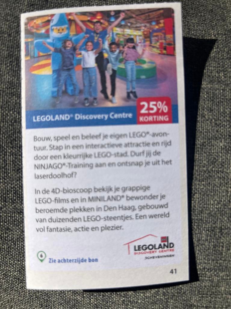 35%korting legoland Discovery centrum, Tickets en Kaartjes, Drie personen of meer, Kortingskaart
