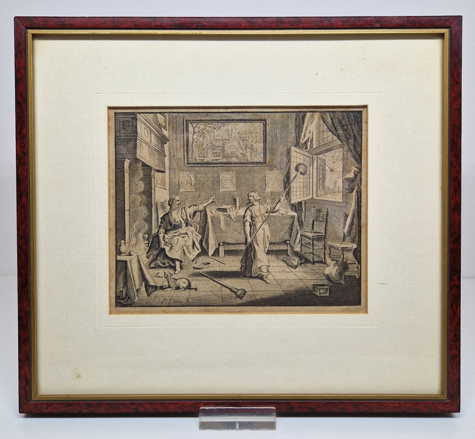 Gravure De Schoonmaak Crispijn van Queborn 1712., Ophalen, Dagelijks leven, Gravure, 24 cm