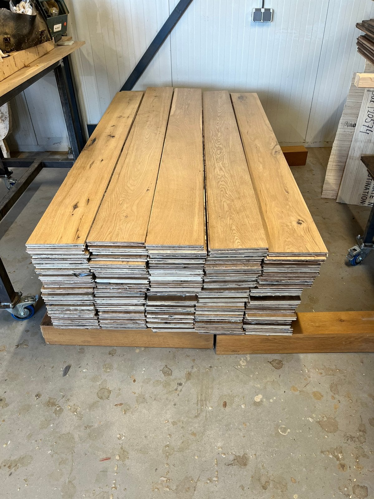 Lichte eiken multihouten vloer +/-58m2  5mm top 18.5breed, Ophalen, Vloerdelen of -planken, Zo goed als nieuw, 10 m² of meer
