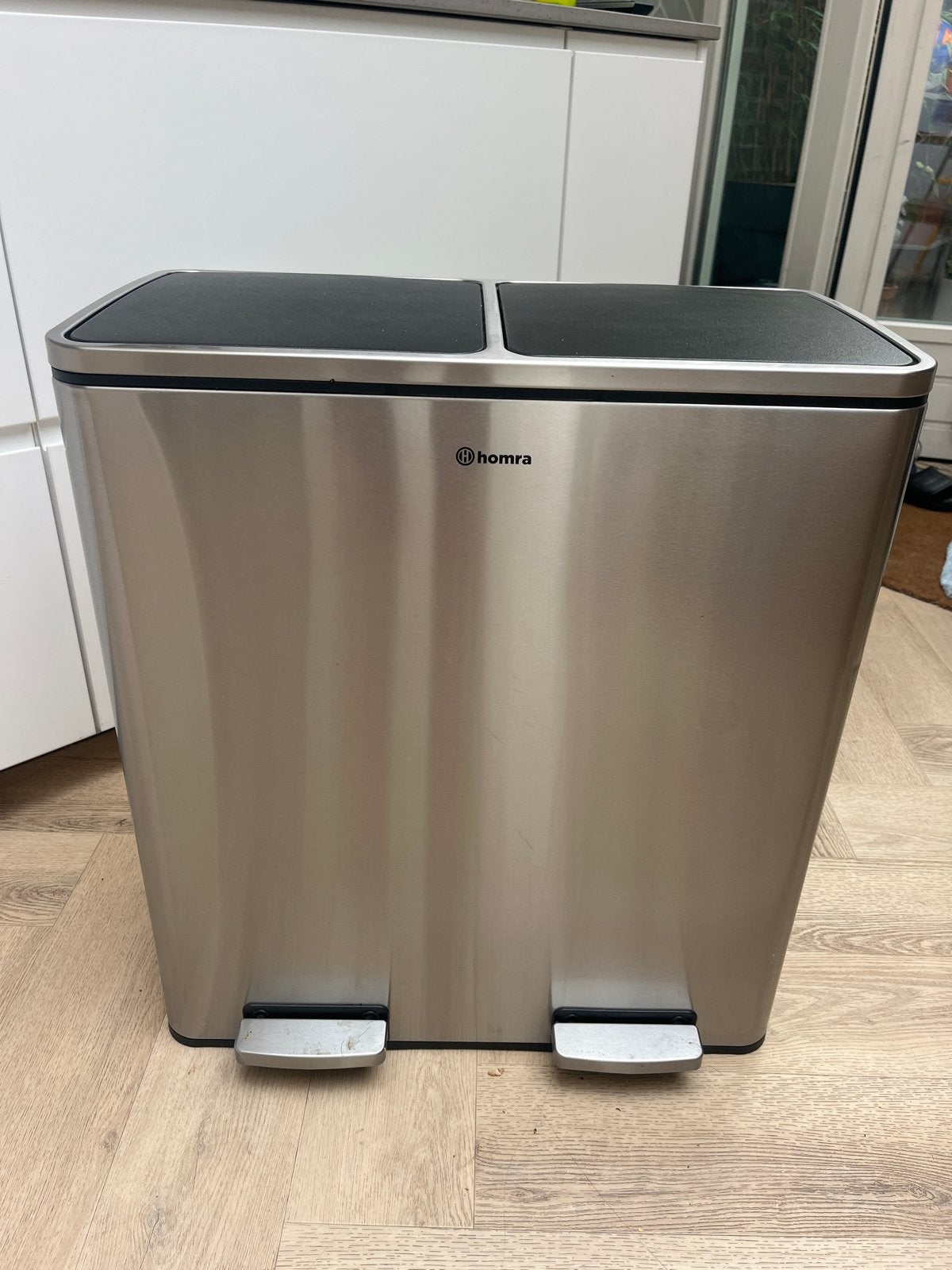 Homra Duo Pedaalemmer RVS - 2x30L, Huis en Inrichting, Ophalen, 50 – 75, Gebruikt, Met pedaal