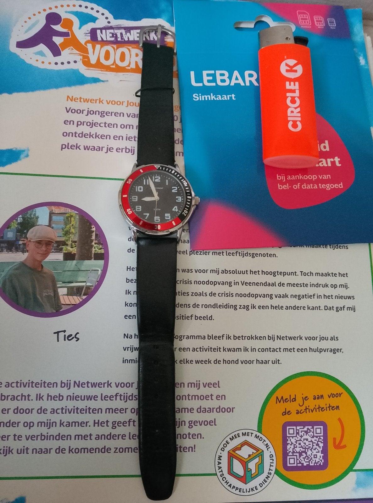 Garonne Dameshorloge - Pepsi Design, Overige merken, Leer, Polshorloge, Ophalen of Verzenden