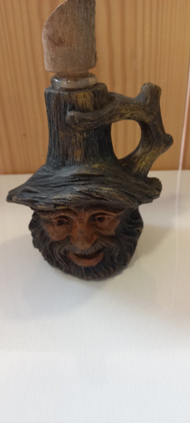 Unieke handgesneden houten flesstopper met gezicht, Ophalen of Verzenden