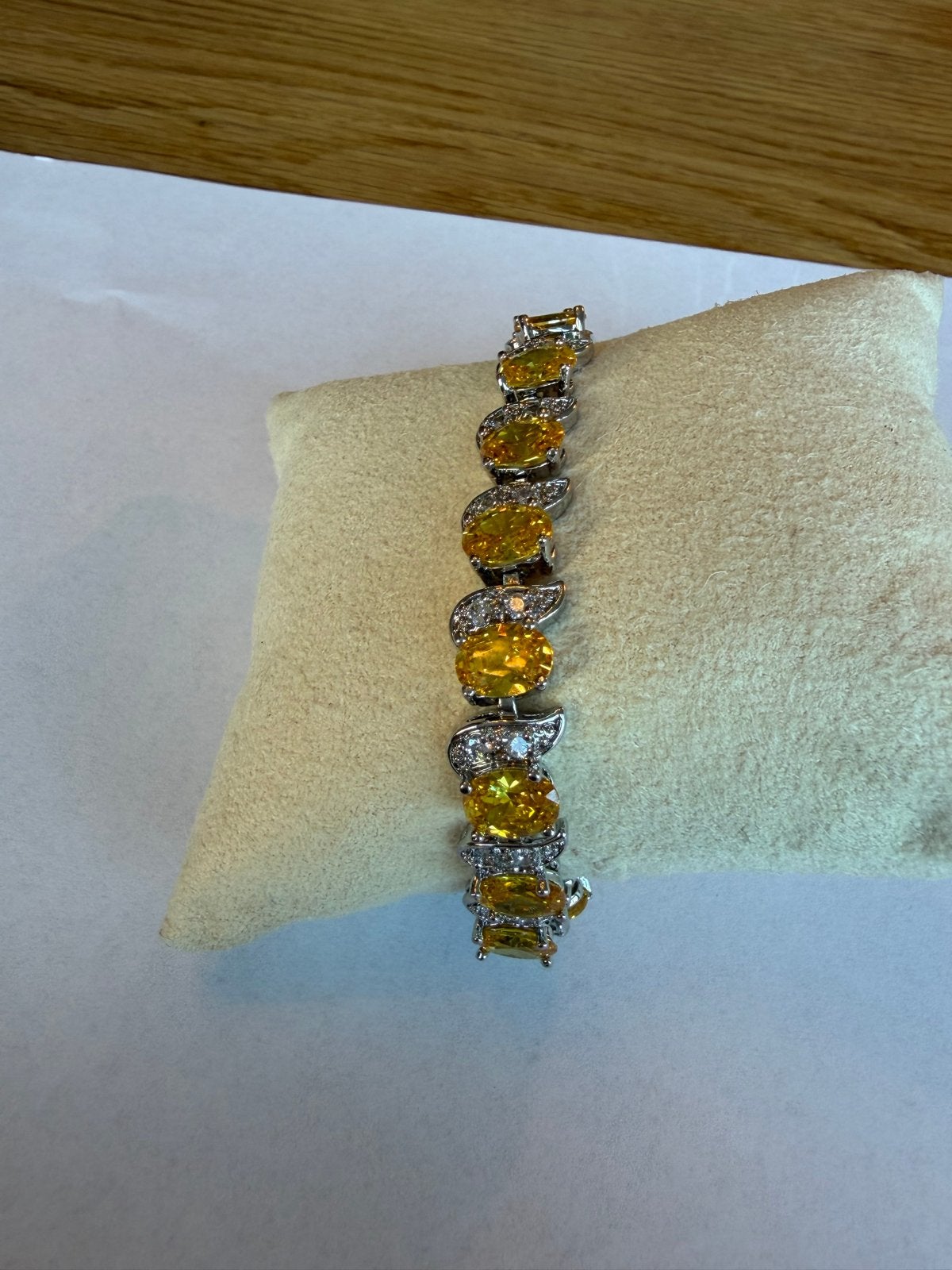 Zilver 925 Armband met Citrien en Topaas, Geel, Ophalen of Verzenden, Zo goed als nieuw, Met edelsteen
