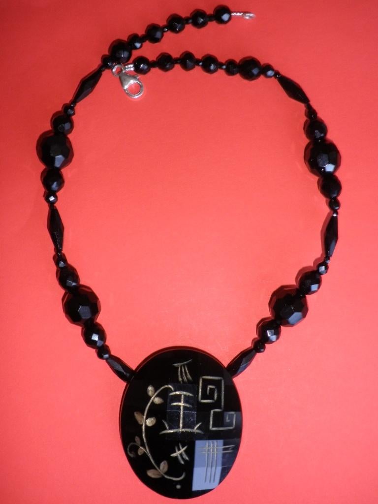 Prachtig Apart Antiek Collier met Gitten en Groot Ornament, Sieraden, Tassen en Uiterlijk, Antieke sieraden, Verzenden, Zilver