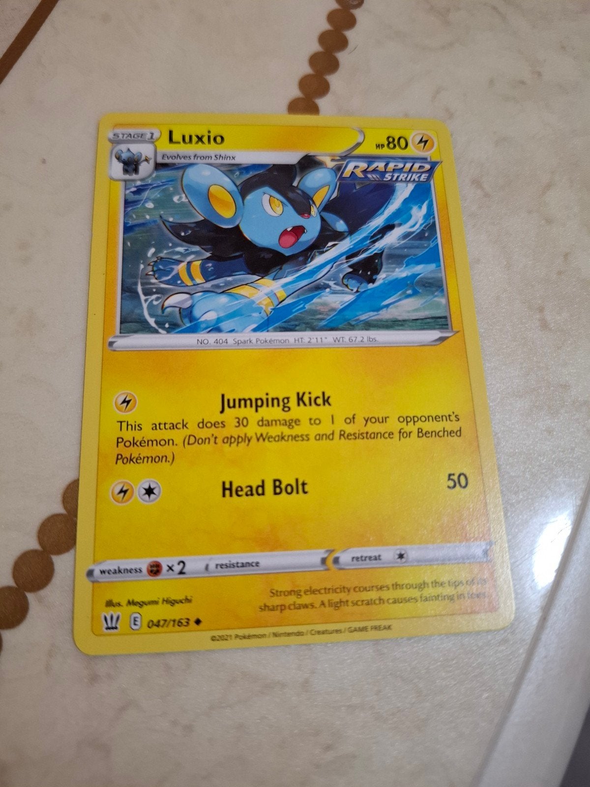Pokémon Kaart Luxio 047/163 Rapid Strike, Ophalen of Verzenden, Zo goed als nieuw, Losse kaart