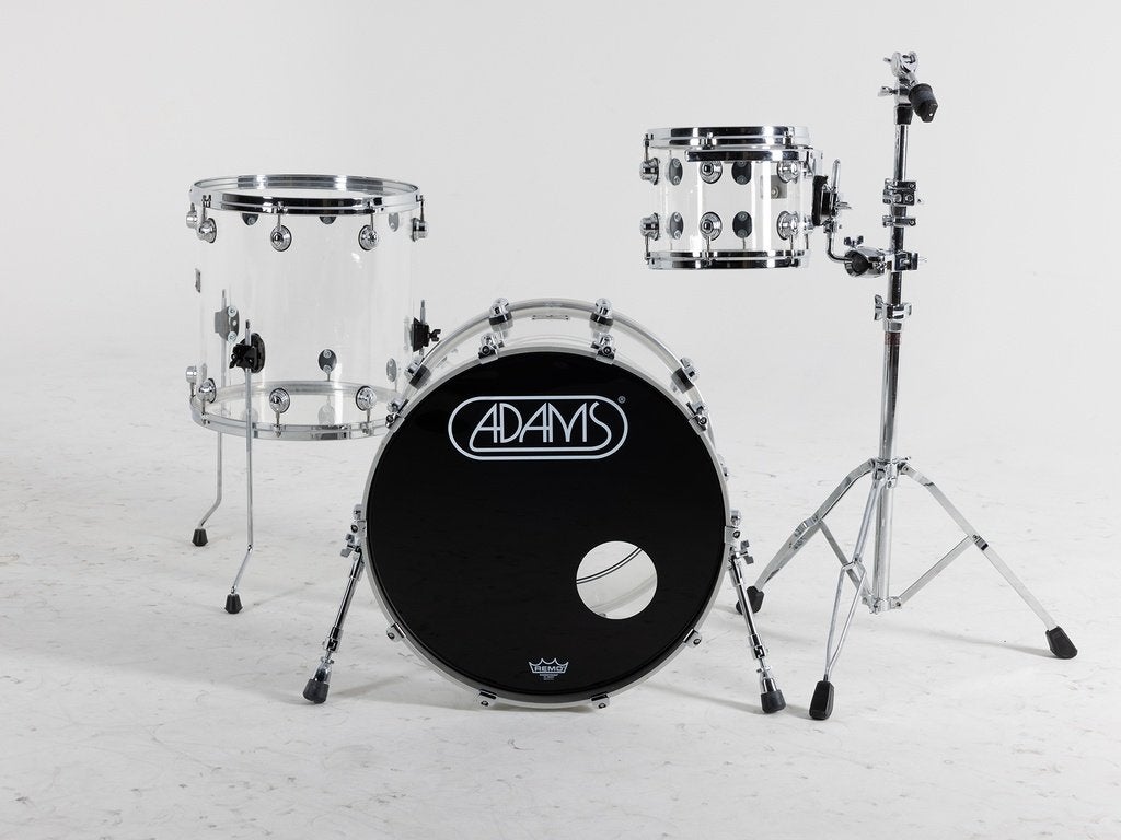 Gebruikte Drumstel Adams 8000 acryl transparant 22" 10" 16", Gebruikt, -, -, Adams