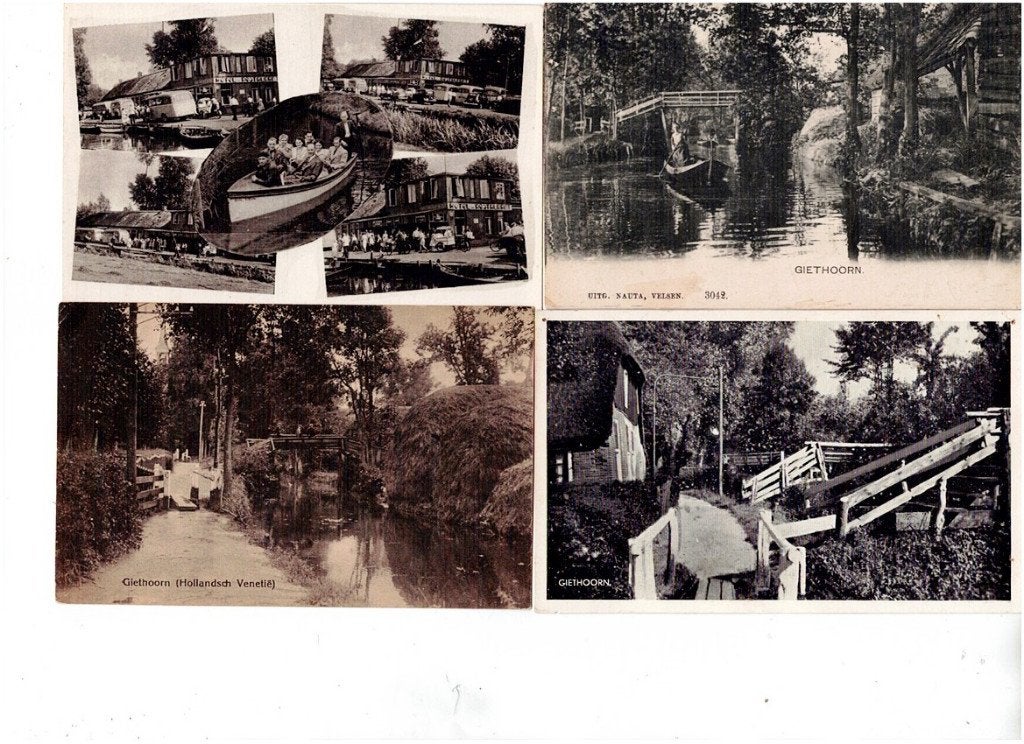4 Oude Ansichtkaarten Giethoorn - Hollandse Venetië, Ophalen of Verzenden, Voor 1920, Gelopen, Overijssel
