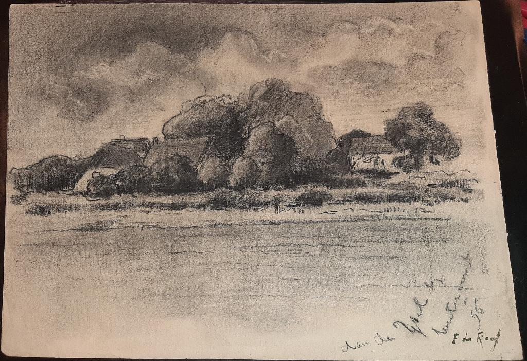 Tekening Pieter de Regt "Aan de Waal", Ophalen
