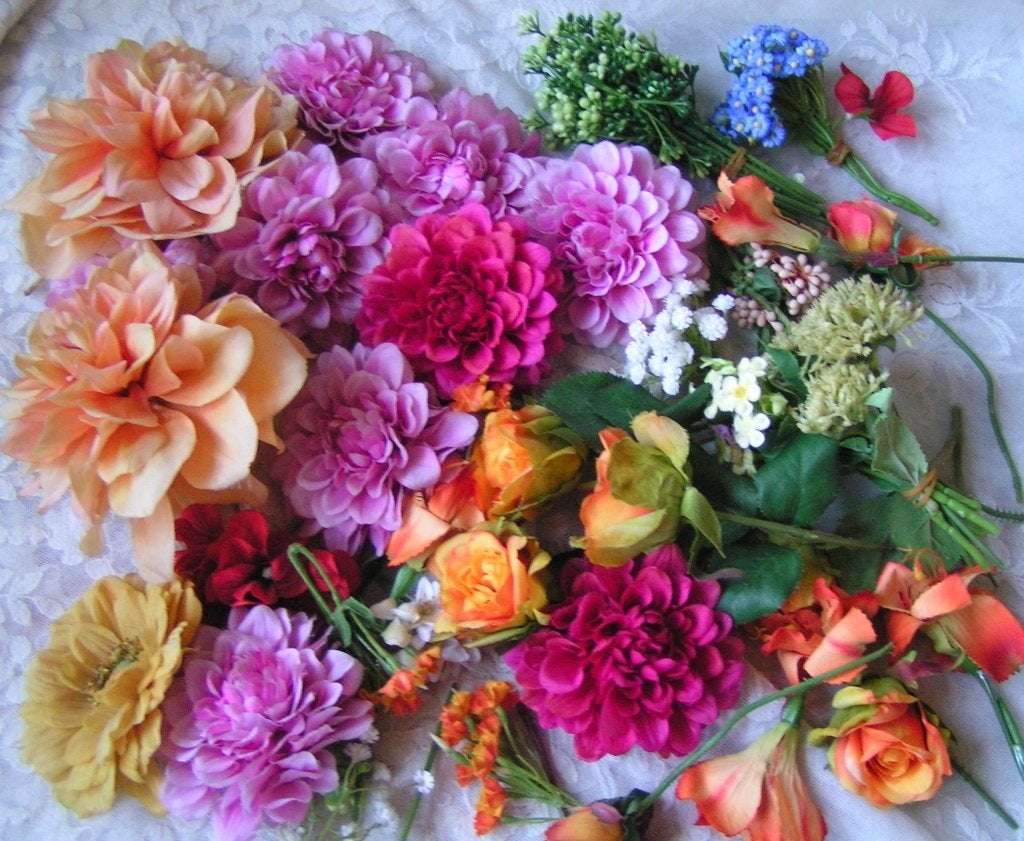 partij zijden bloemen nr YY 1199, Verzenden, Zo goed als nieuw, Kunstbloem