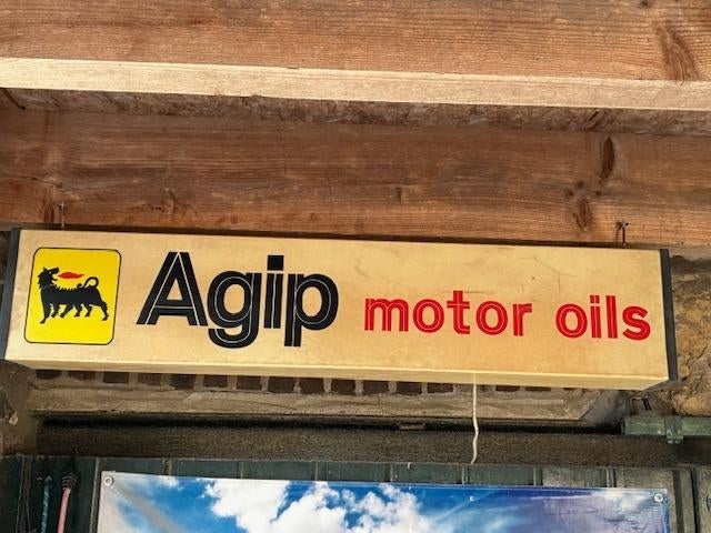 AGIP MOTOR OILS licht reclame lamp (Lichtbak), Ophalen of Verzenden, Gebruikt, Overige typen