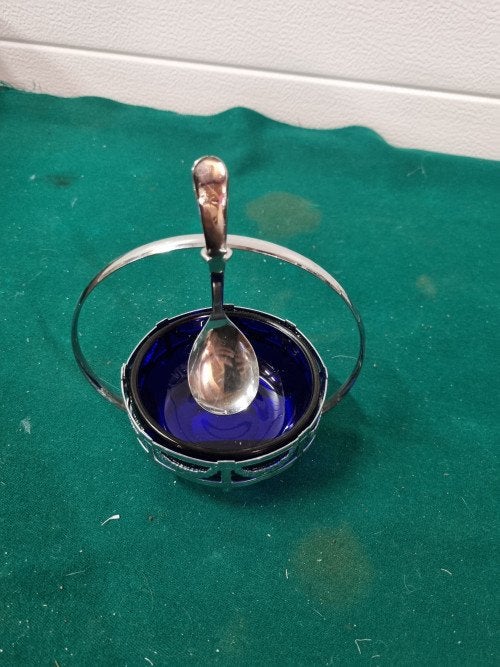 Suikerschaaltje cobalt bleu glas,vintage, Ophalen of Verzenden