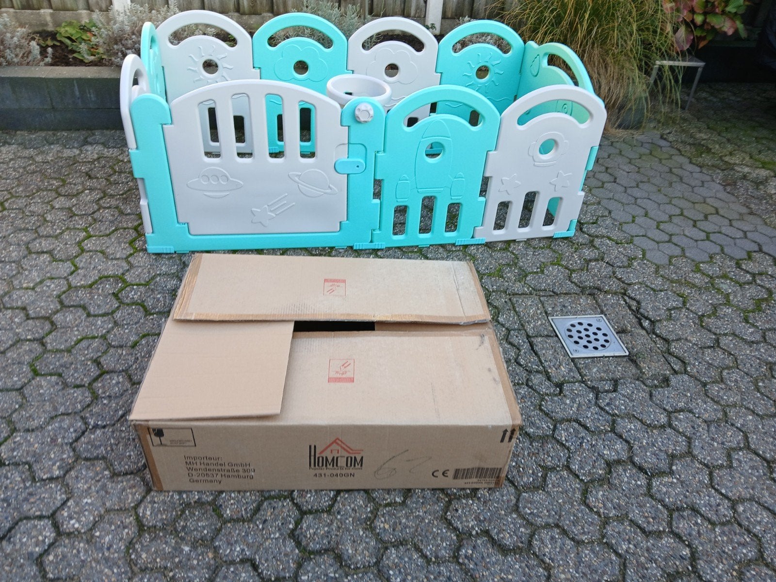 Homcom Baby Veiligheidshek / Box - Mintgroen/Wit, Ophalen