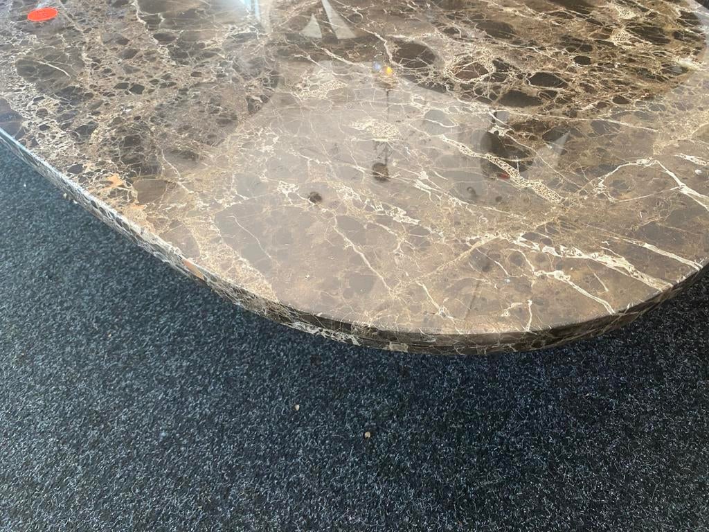 Luxe Salontafel: Bruin Marmer & Mango Hout 121x74, Ophalen, 100 tot 150 cm, Nieuw, 50 tot 100 cm