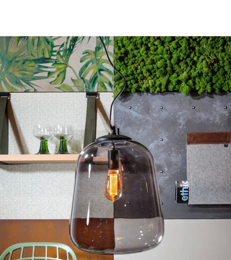 ETH Hanglamp Benn - Zwart rookglas, Nieuw, Glas, Modern, E27 (groot)