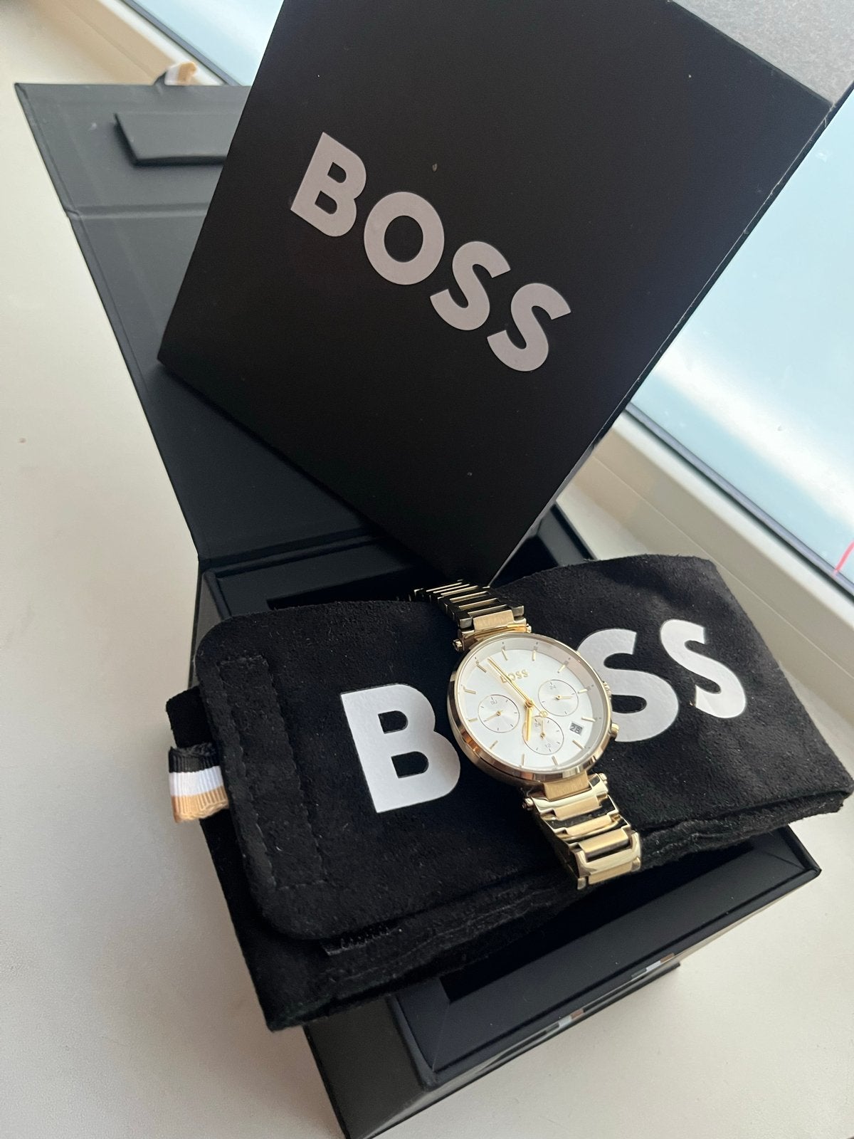 Hugo Boss Dames Horloge - Zo goed als nieuw in doos, Sieraden, Tassen en Uiterlijk, Overige merken, Staal, Polshorloge, Ophalen of Verzenden