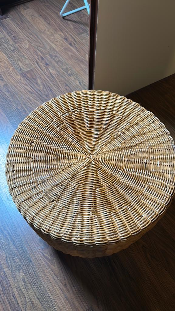 Rotan poef, Huis en Inrichting, Banken | Voetenbanken en Poefen, Ophalen, Minder dan 50 cm, Gebruikt, Rond