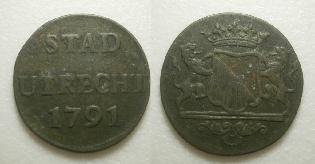 5] Utrecht Stad Duit 1791, Postzegels en Munten, Ophalen of Verzenden, Vóór koninkrijk, 1 cent, Losse munt