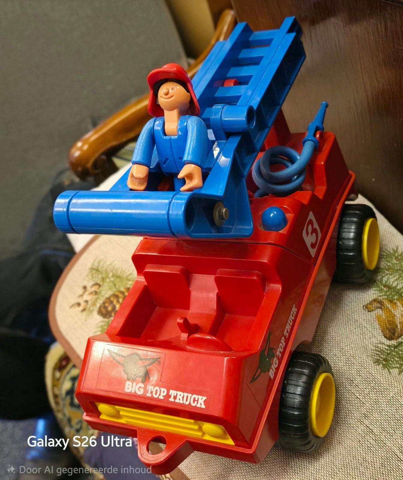 Vintage Big Top Truck Brandweerwagen met Brandweerman, Ophalen of Verzenden