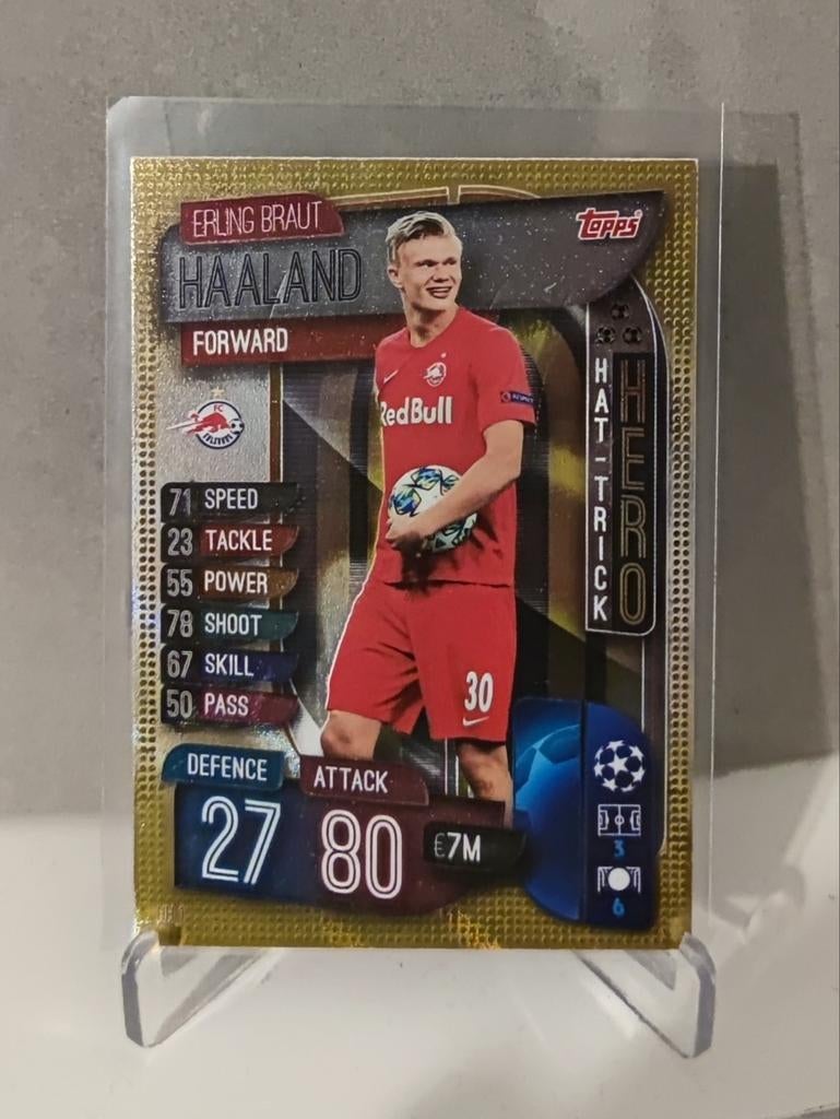 Erling Haaland Topps Match Attax rookie Kaart - FC Salzburg, Ophalen of Verzenden, Zo goed als nieuw, Losse kaart, Foil