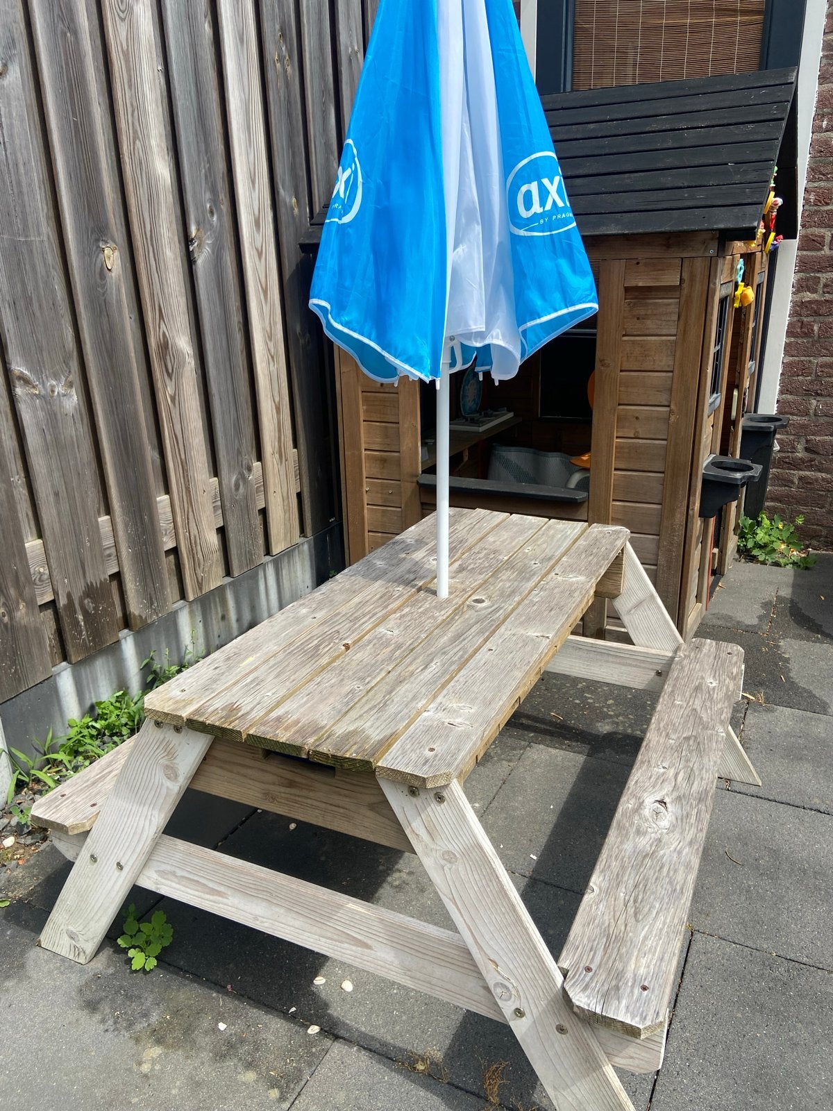 Houten kinder picknicktafel zandtafel watertafel, Ophalen, Gebruikt